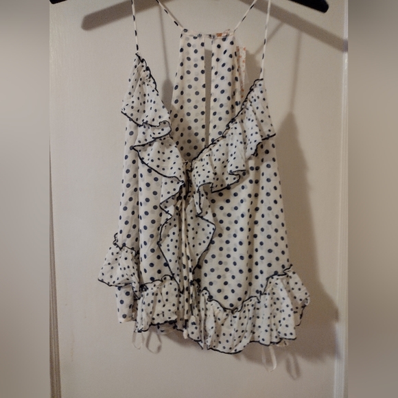 Free People Dance Till Dawn Polka Dot Ruffle Tank Top, L, NWT - Picture 4 of 7